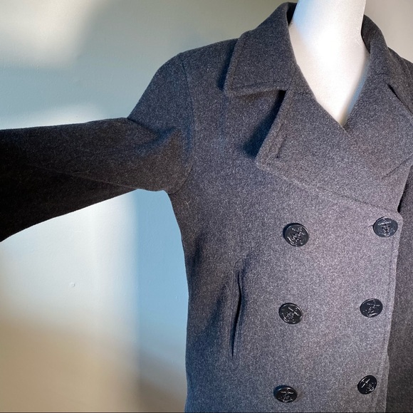 100% Merino Wool Pea Coat Size Small J. Percy with Nautical buttons Made in USA - Picture 1 of 11